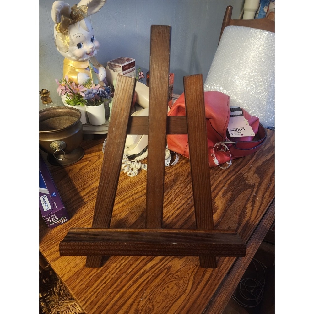 Vintage Solid Wood Table Top Art Display Easel Fold Out 16"×11"